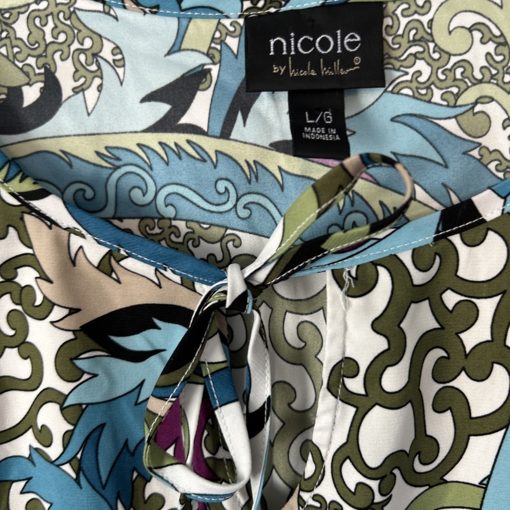 Nicole by Nicole Miller Floral Artsy Tunic Vibrant Colors Size L - Picture 2 of 6